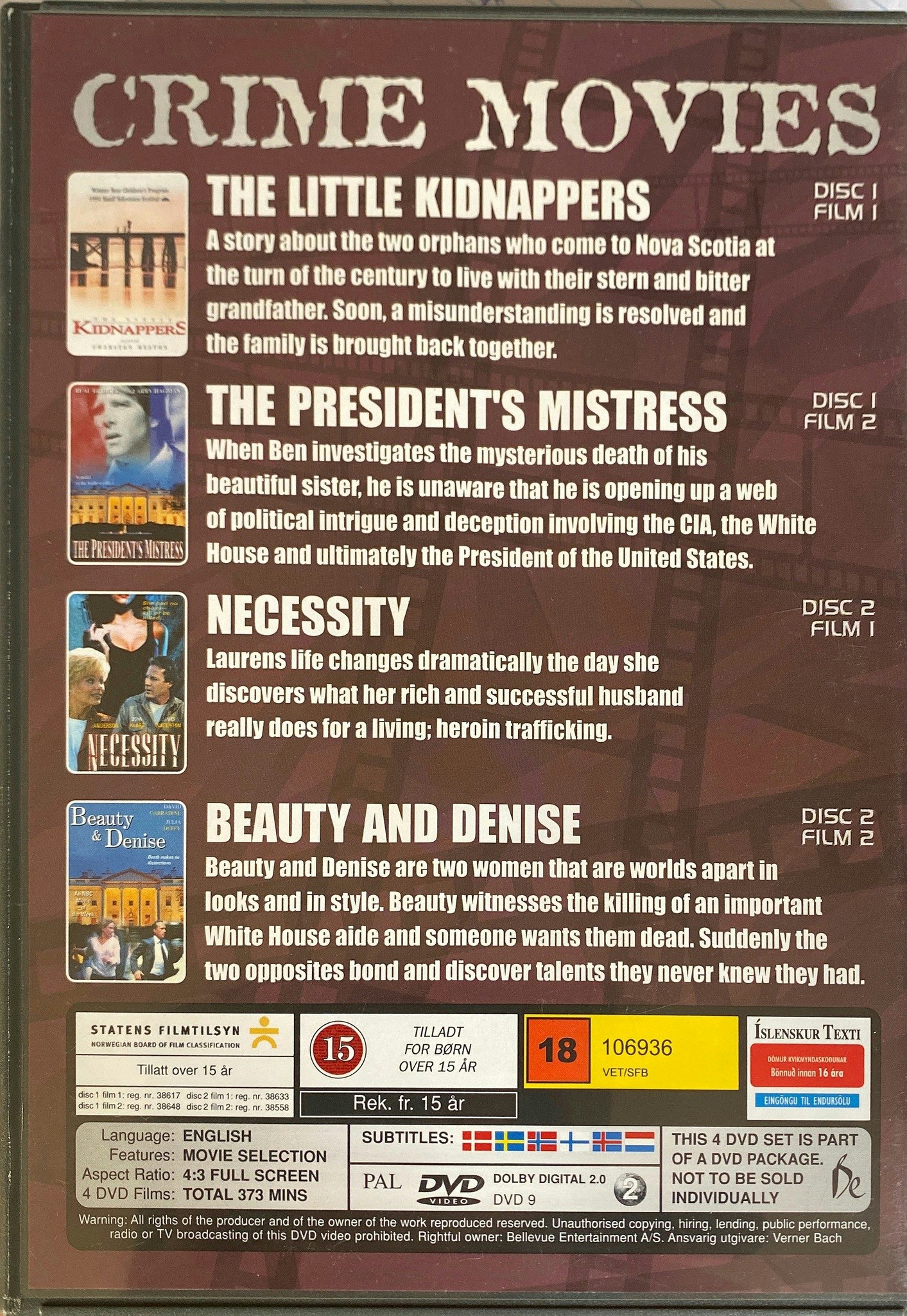 Crime Movies - 4 Filmer (Beg. 2 disc-DVD)