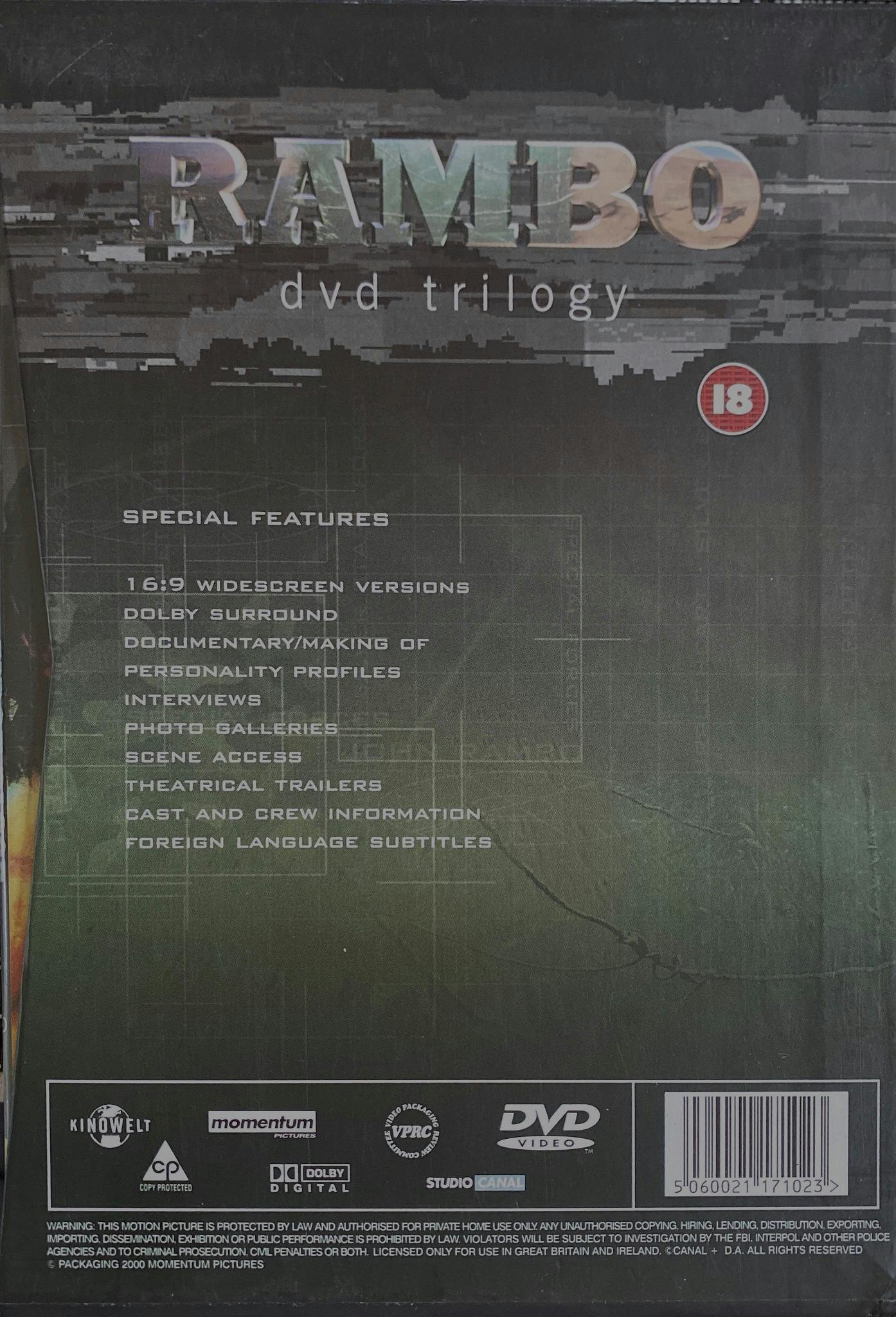 Rambo Trilogy (DVD Boxset, UK Import)