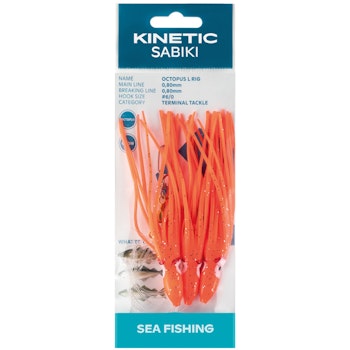 Kinetic Sabiki bläckfisk torsk/sej, Orange/glitter