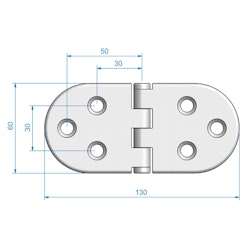 Roca gångjärn 60x130mm AISI 316