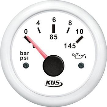 Kus oljetryck vit 0-10bar, 10-184 &240-33ohm, 12/24V