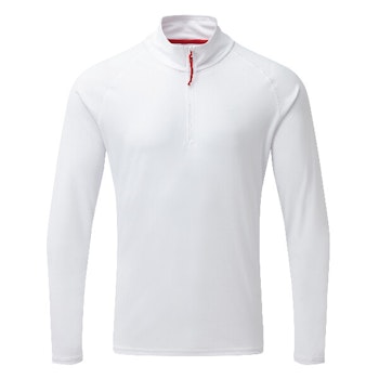 Gill UV009 Men's UV Långarmad Zip T-shirt Vit strl. M