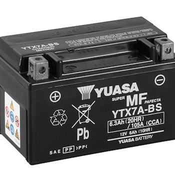Visa större Yuasa Batteri, YTX7A-BS (CP) Inkl syra