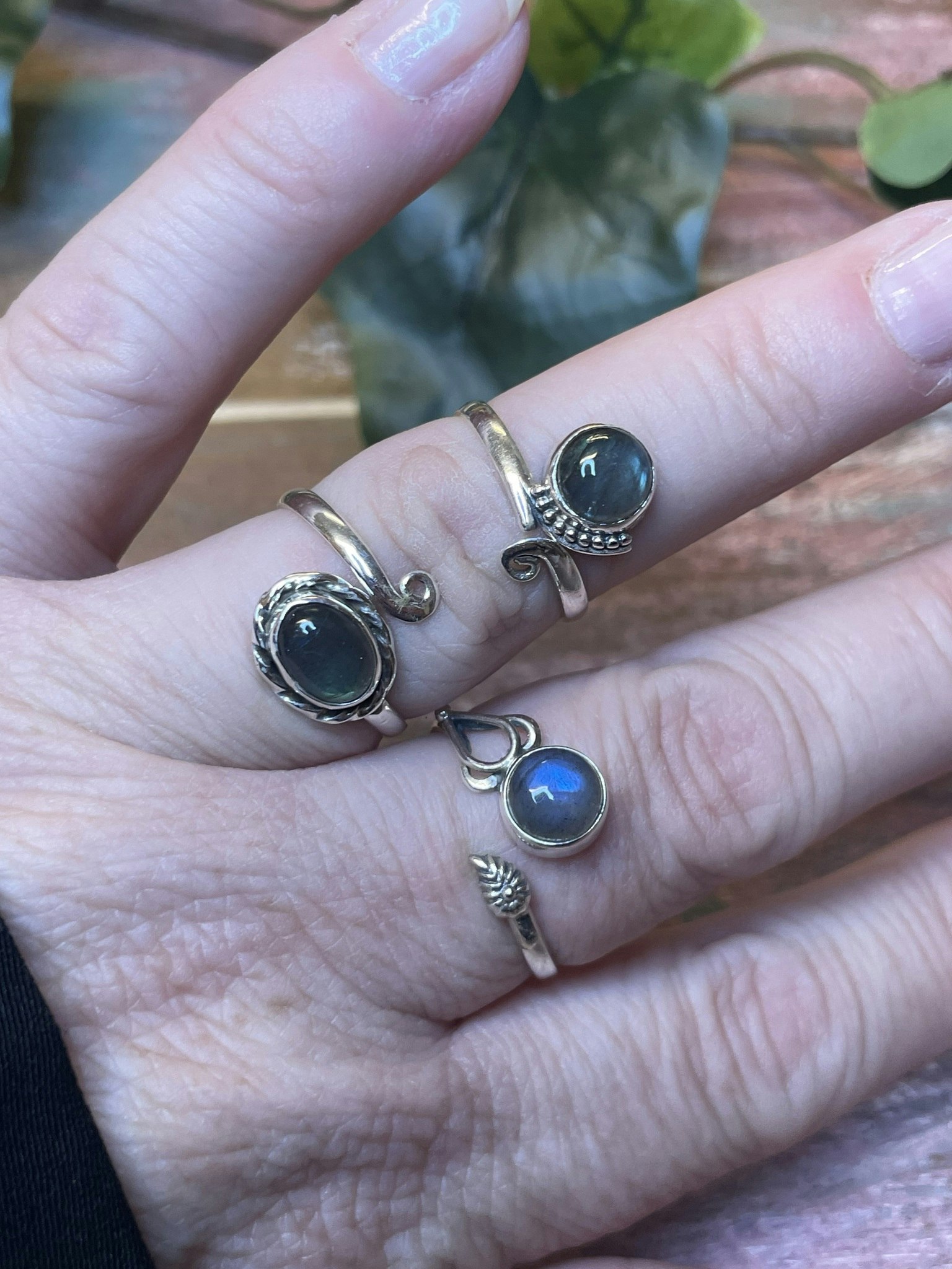 Labradorit ring silver 925 (ställbar)