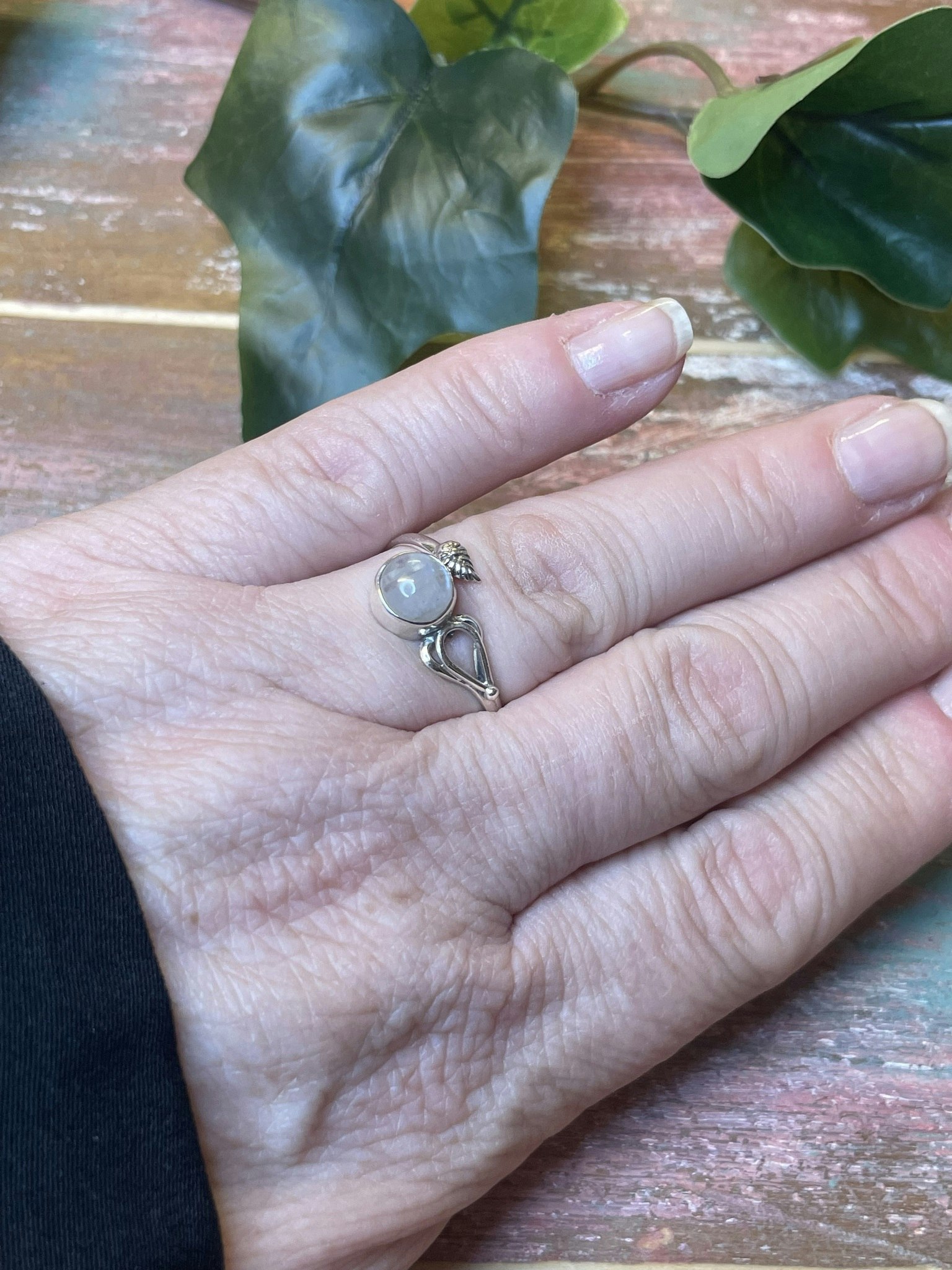 Månsten ring silver 925 (ställbar)