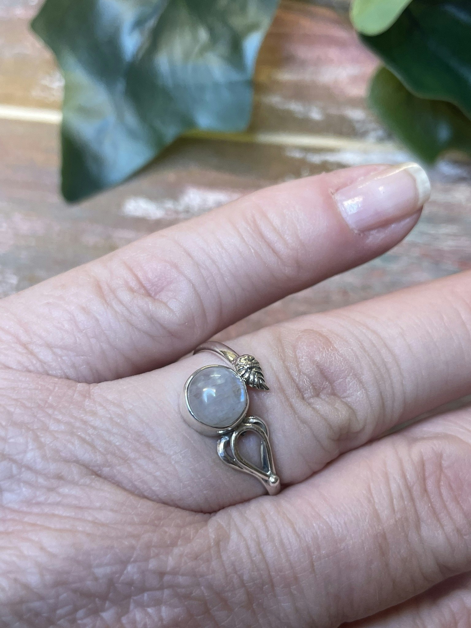 Månsten ring silver 925 (ställbar)