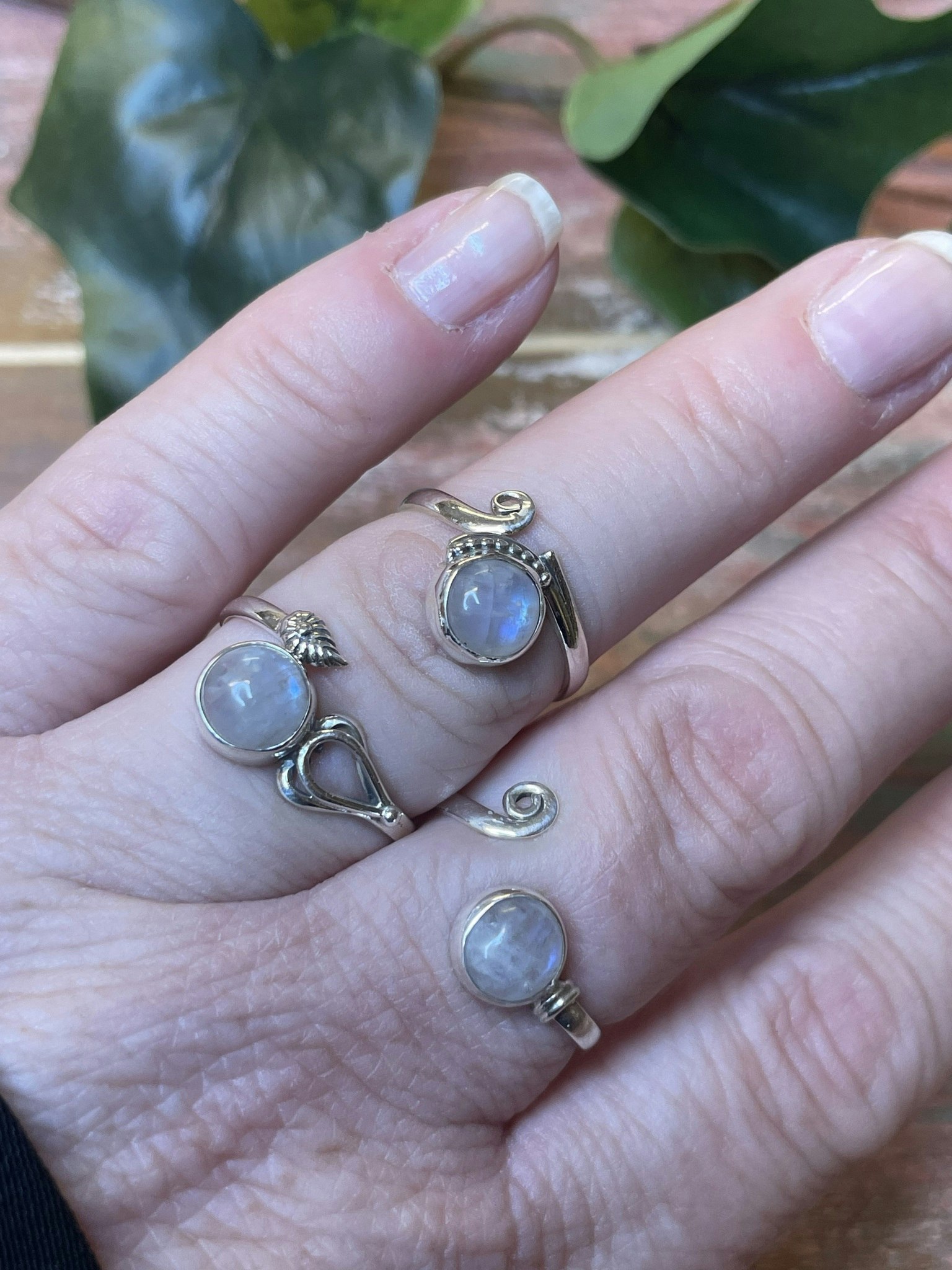 Månsten ring silver 925 (ställbar)