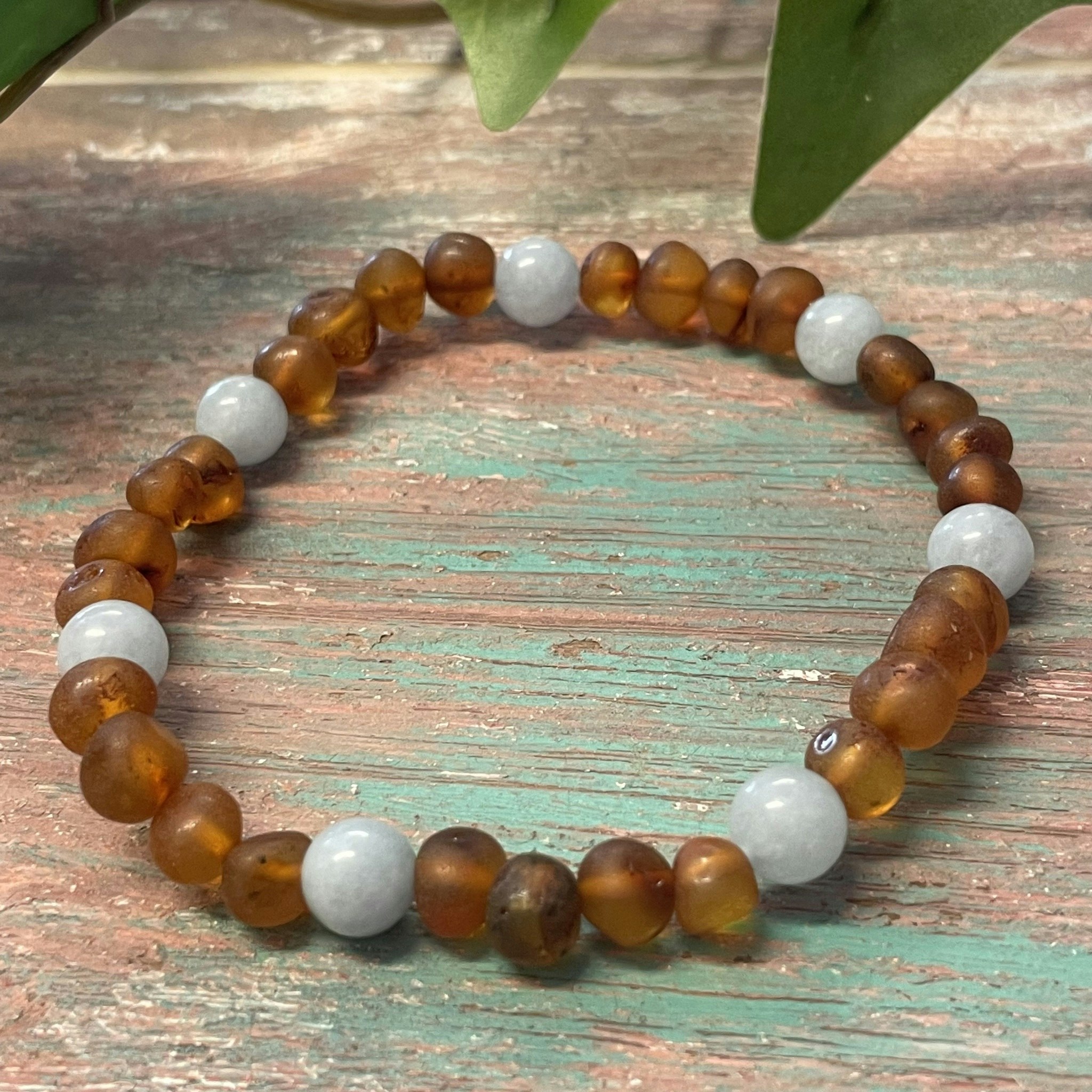 Bärnsten /Akvamarin armband