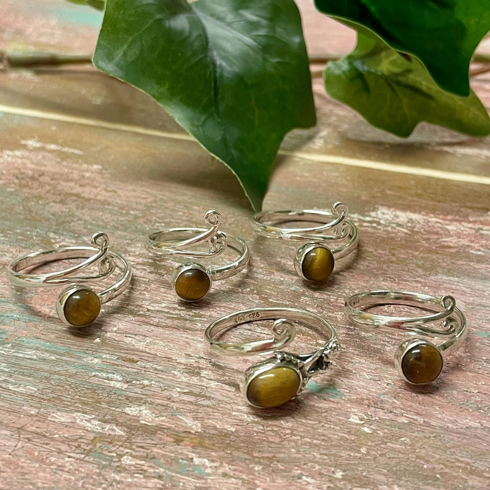 Tigeröga ring silver 925 (ställbar)