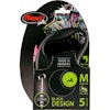 Flexi New Black Design M, 5m rep Svart/Rosa