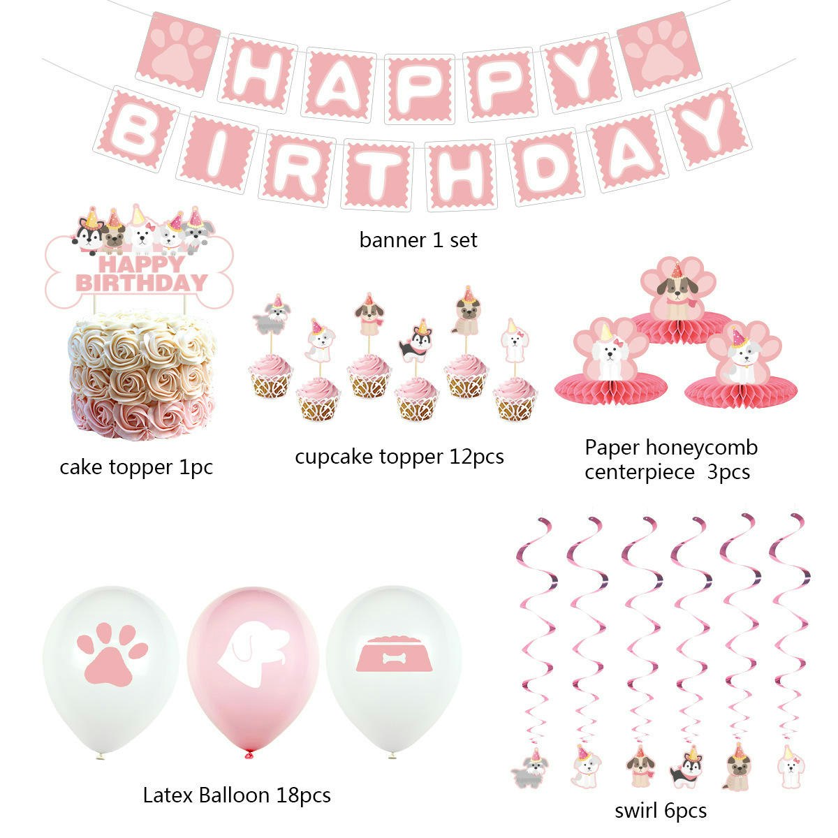 Pink Pet Party Decoration set