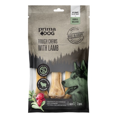 PrimaDog Rough Chews Lamb-Cranberry S, 3-pack