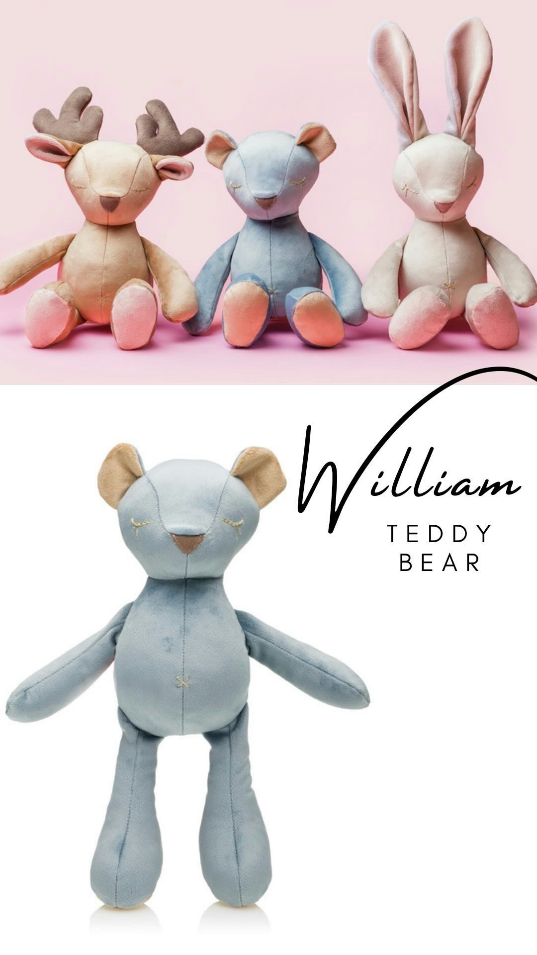Luxury Teddy Bear William, Blue 30cm