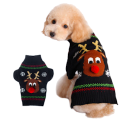 Knitted Rudolph, Svart, Stickad jultröja till hund