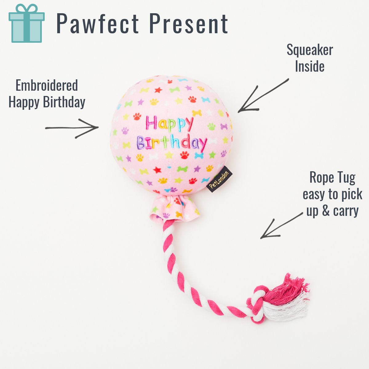 PetLondon Birthday Balloon Pink Hundleksak