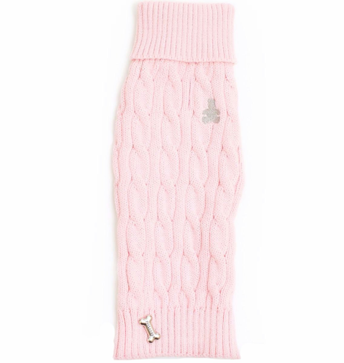 PetLondon Cable Knit Baby Pink 30cm - Stickad Hundtröja