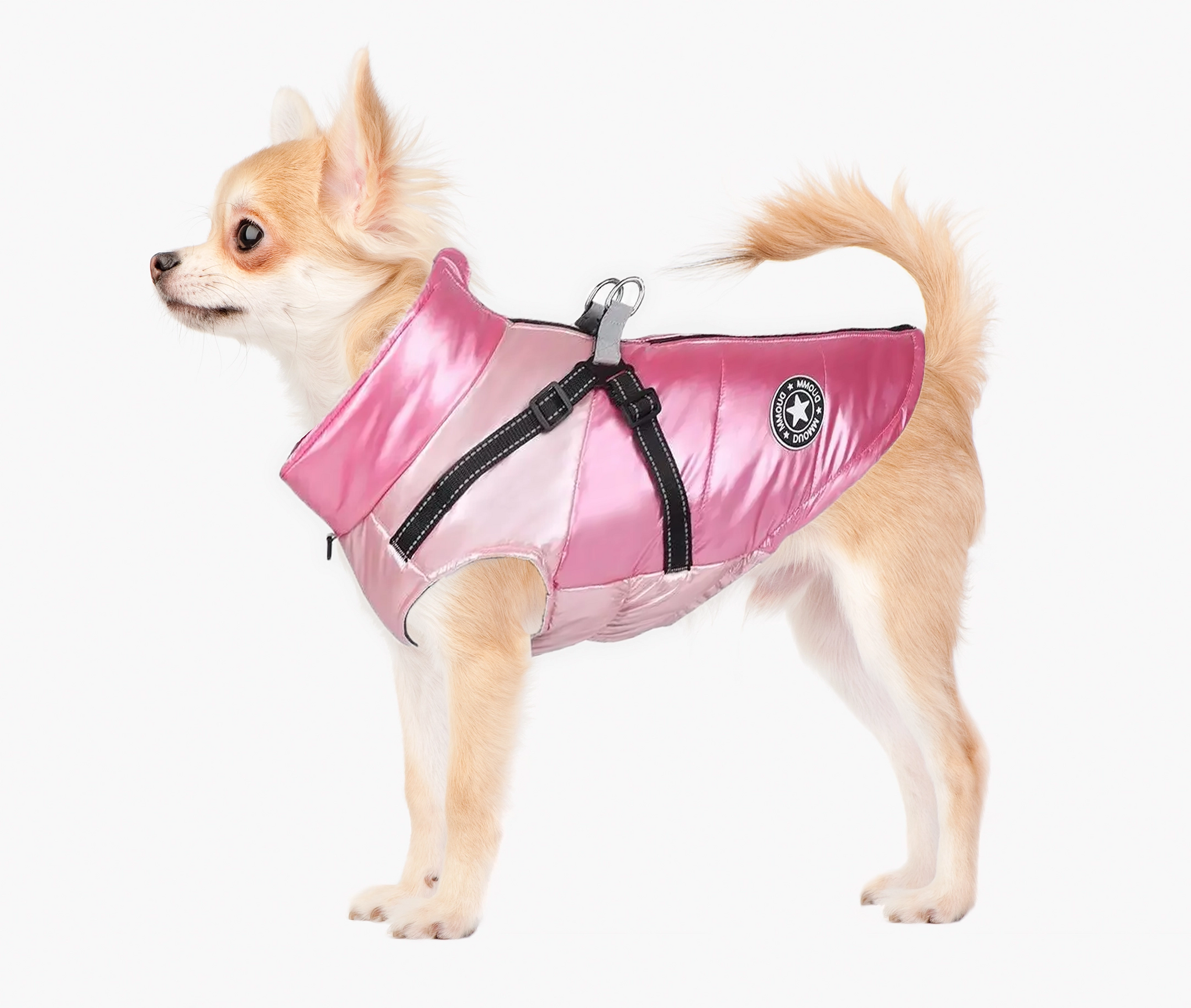 Glossy Pink Hundjacka med integrerad sele