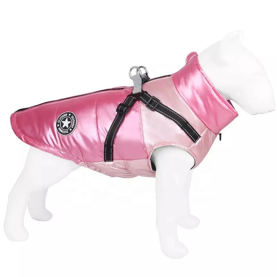 Glossy Pink Hundjacka med integrerad sele