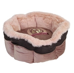 Round Furry Bed - Soft Pink