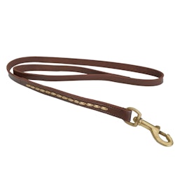 Brooklyn Leather Leash Soft Studs Brass - Brown L 110cm