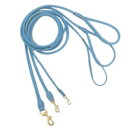 Round Leather Leash Brass Baby Blue