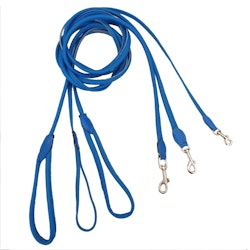 Round Leather Leash Blue