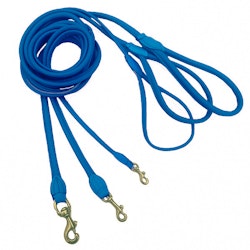 Round Leather Leash Brass Blue