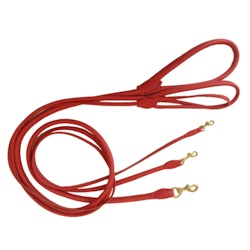 Round Leather Leash Brass Red