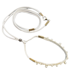 Show Leash White Leather Pearls