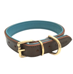 Madison Leather Collar Brass Brown/Turq