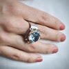 Statement ring, cocktail ring, aquamarine ring, chunky ring, ring of light