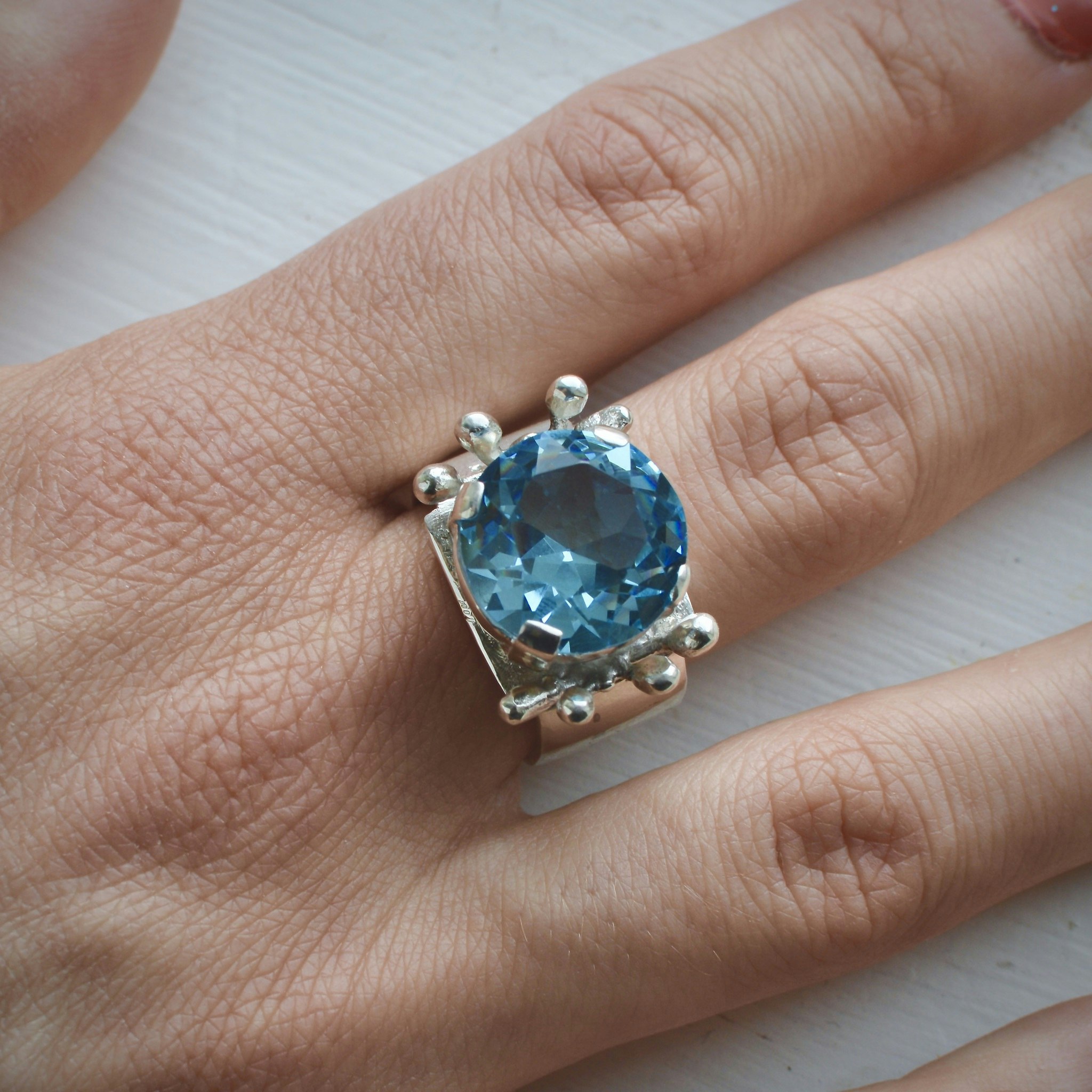 Statement ring, cocktail ring, aquamarine ring, chunky ring, ring of light