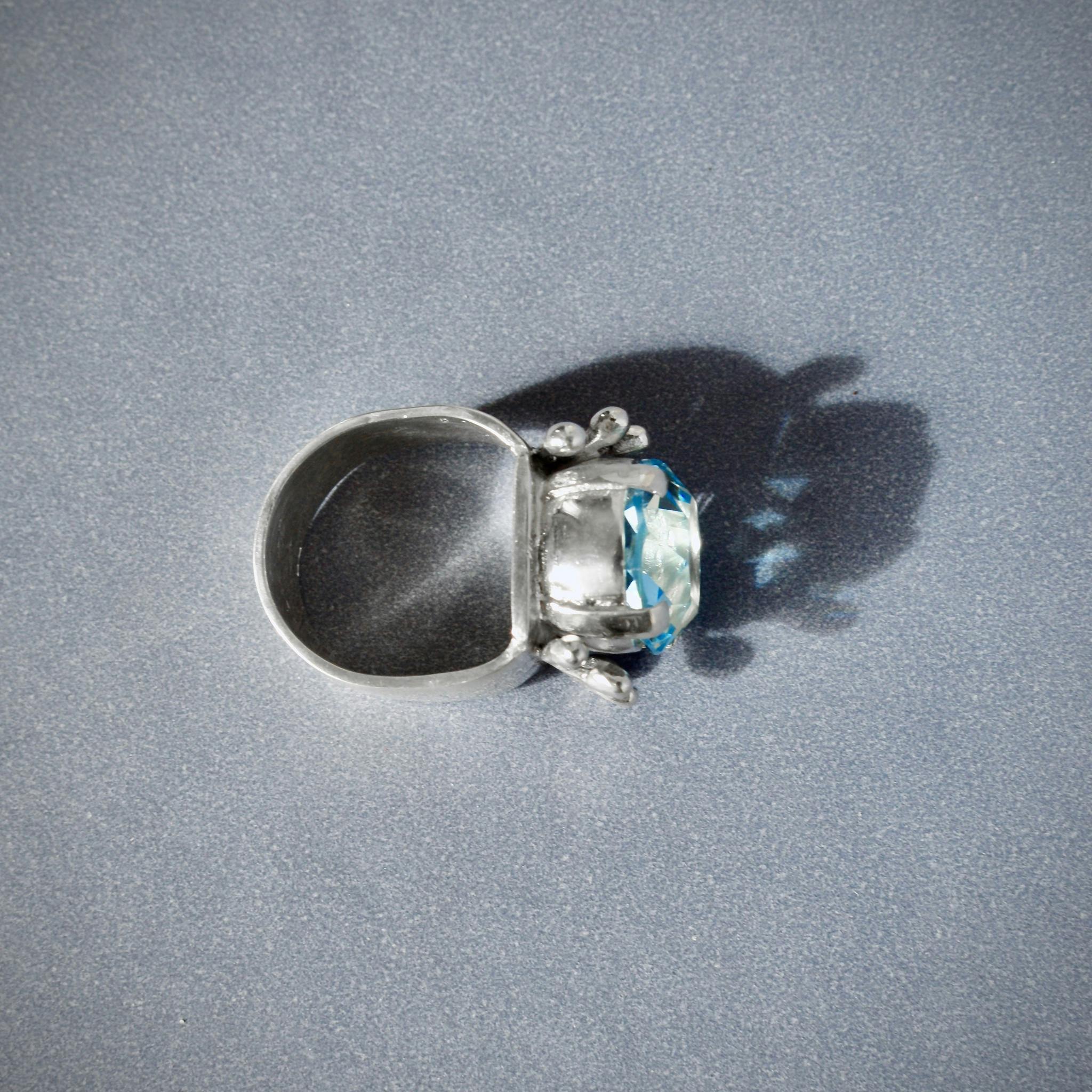 Statement ring, cocktail ring, aquamarine ring, chunky ring, ring of light