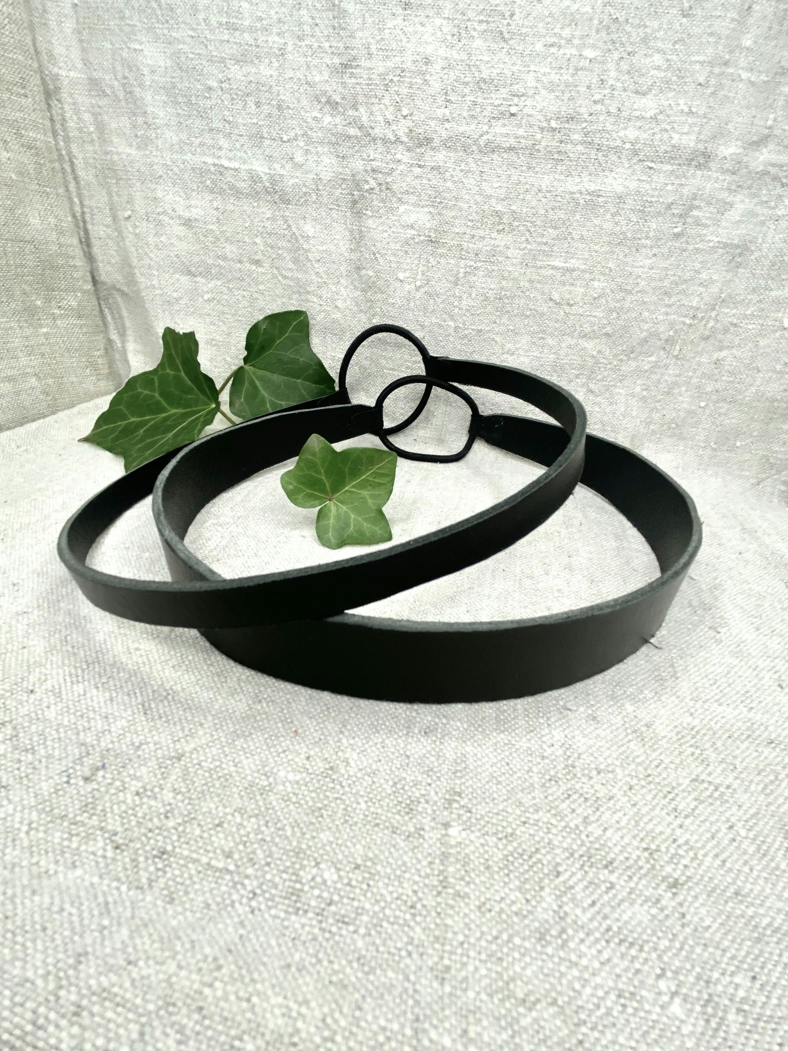 Läder-hårband, svart 2,5 cm