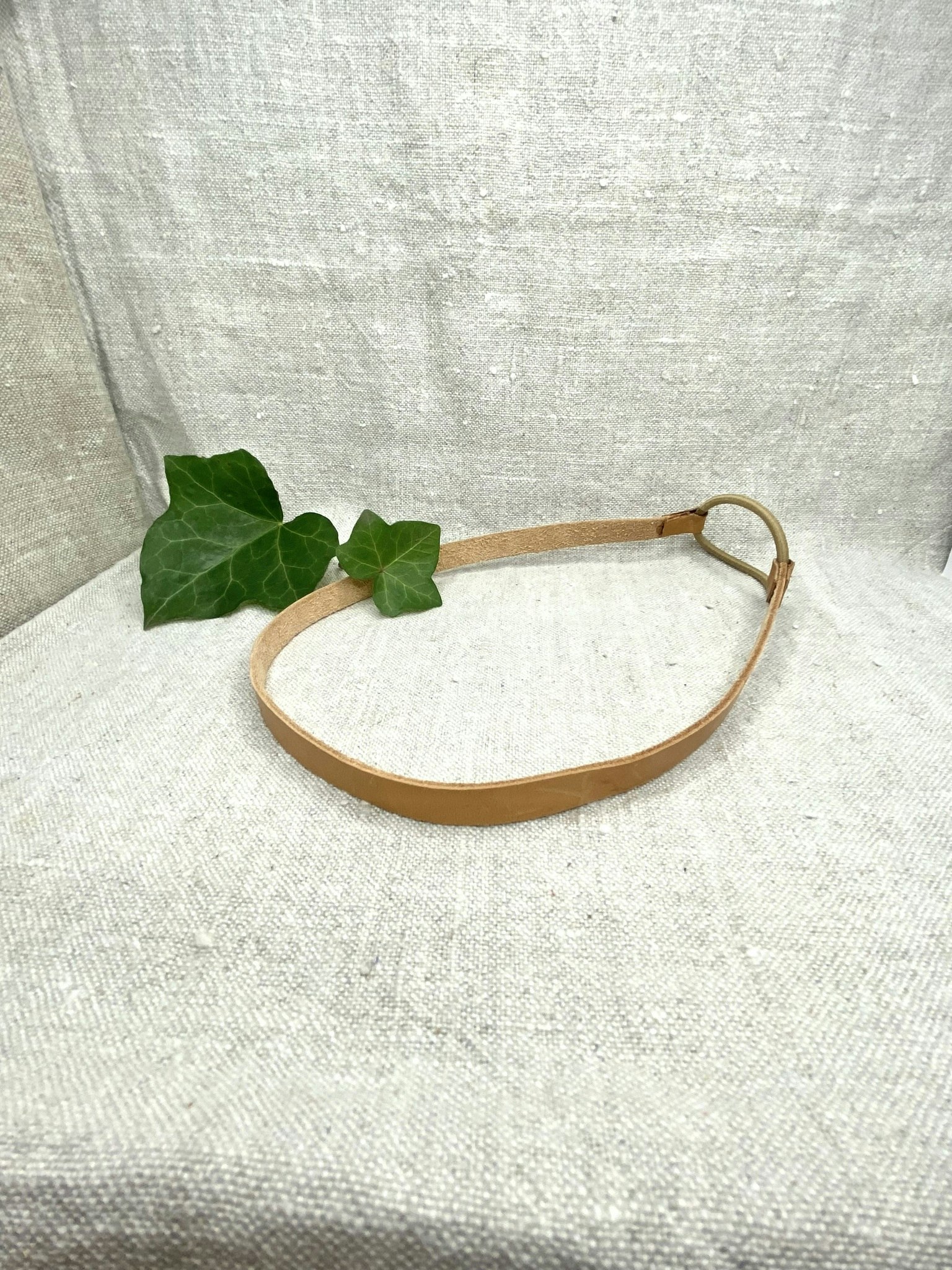 Läder-hårband, natur 1 cm. Med eller utan rosett