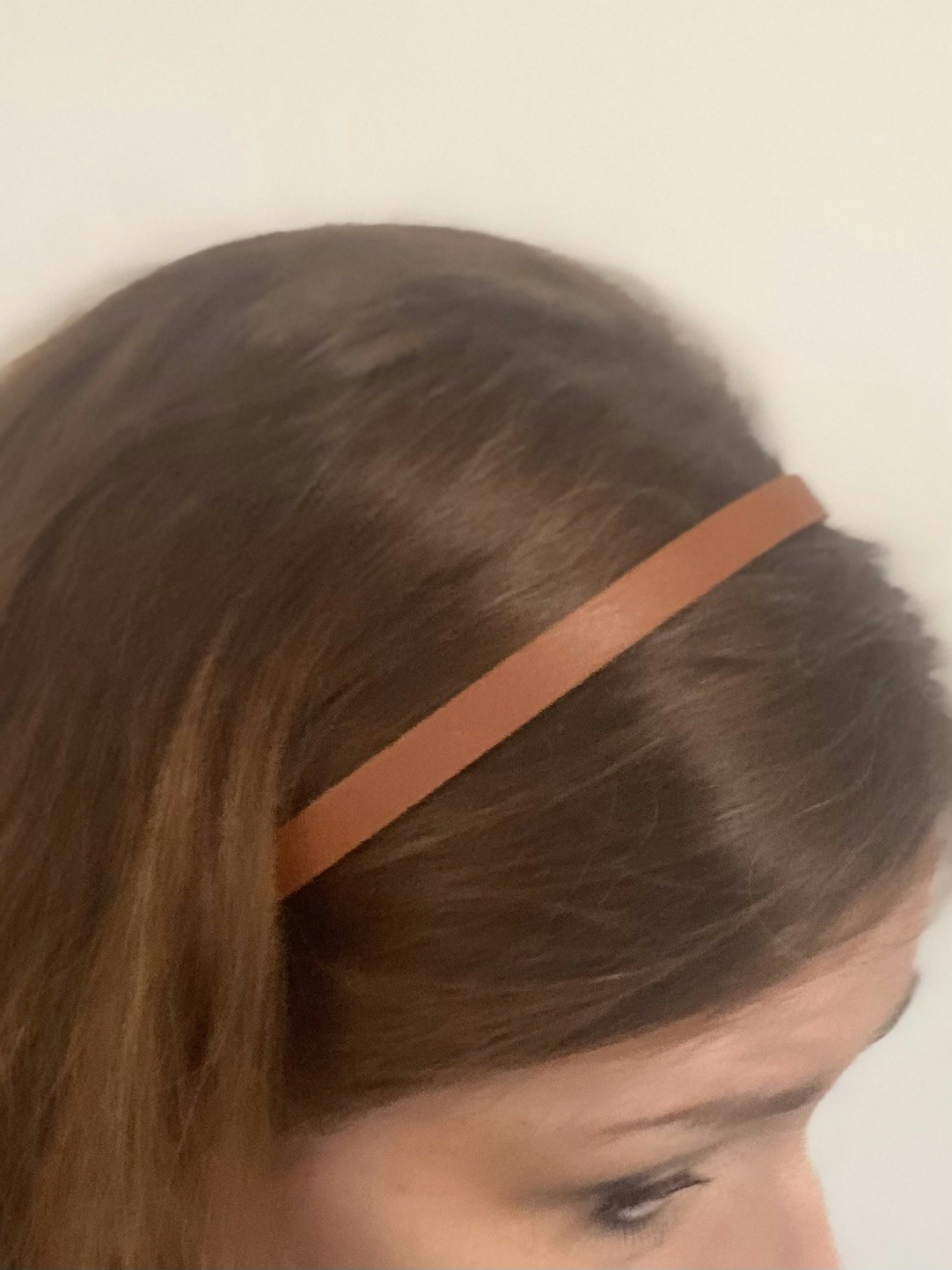 Läder-hårband, brun 1 cm. Med eller utan rosett
