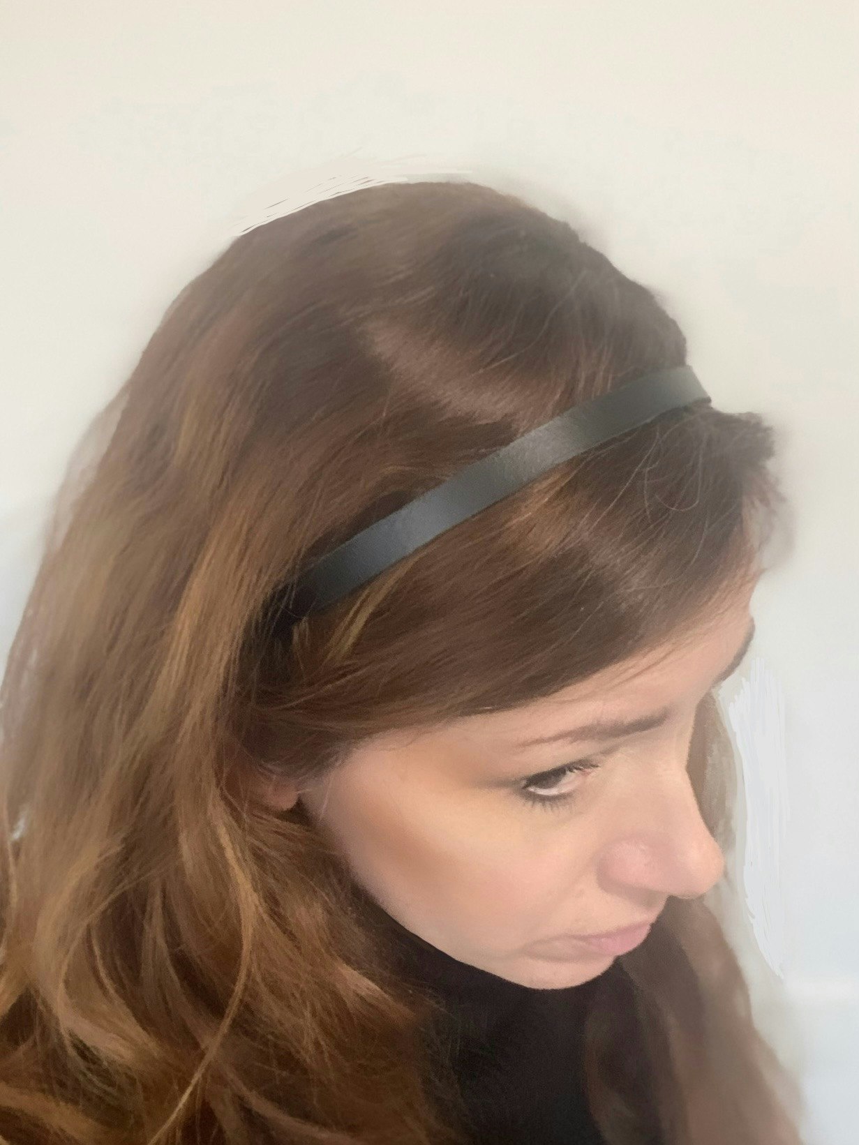 Läder-hårband, svart 1 cm. Med eller utan rosett