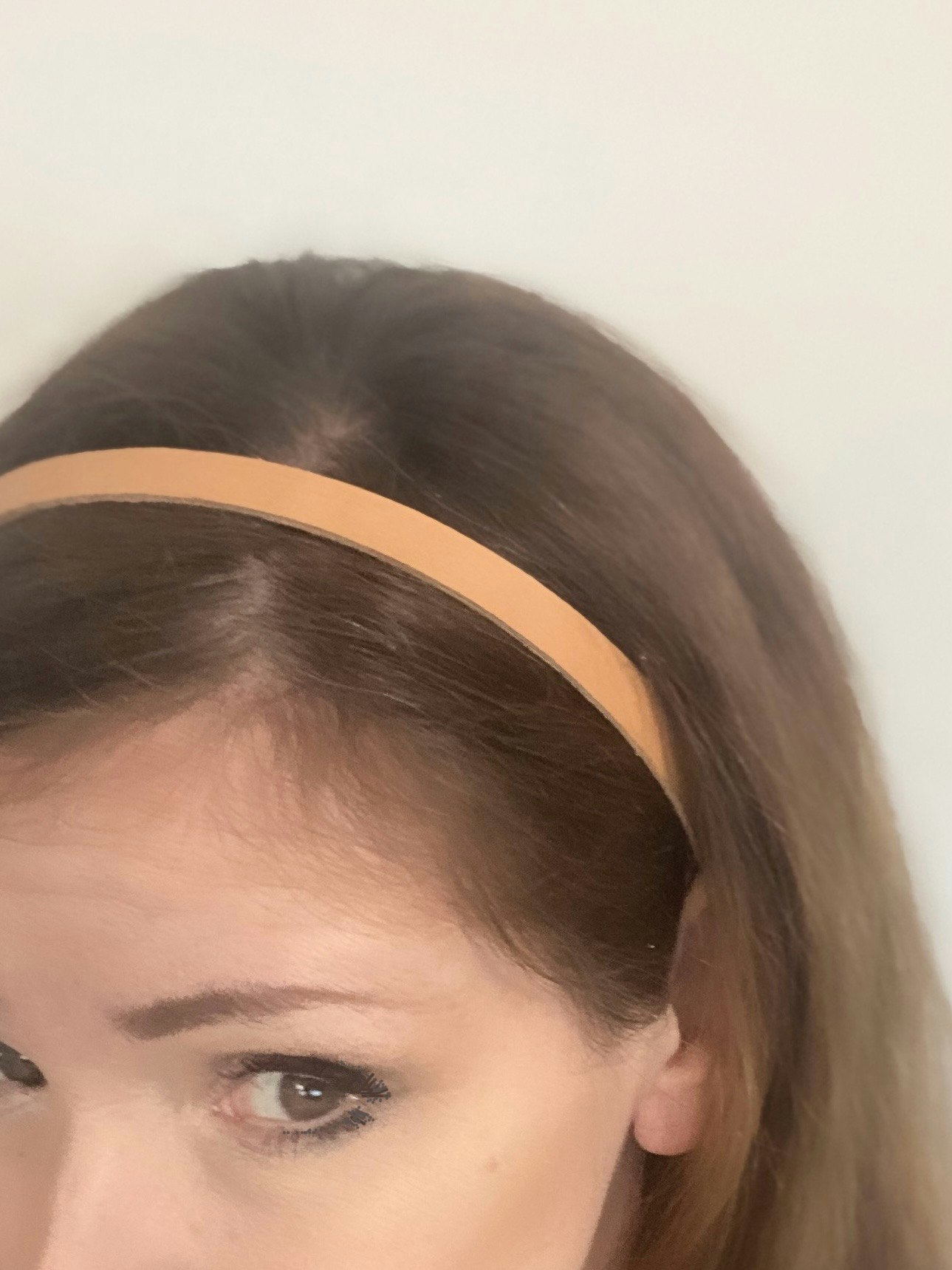 Läder-hårband, natur 1 cm. Med eller utan rosett