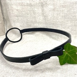Läder-hårband, svart 1 cm. Med eller utan rosett