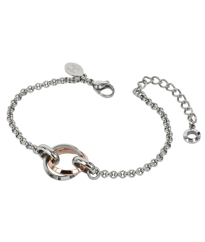 Armbandet  Carrolin från Astrid & Agnes i stål och rosé med med två små ringar länkade i varandra hos Ericsson Ur  och Guld