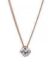 Ida kort halsband roséguld pläterat stål  med ett hänge som har en klar sten från A&A