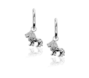 Ioaku animal lion hoop earrings silver