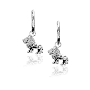 Ioaku animal lion hoop earrings silver