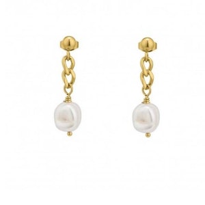 Bud to Rose Devious pearl chain earring gold