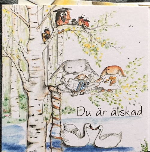 kort med texten du är älskad illustrerad av Maja Gullstrand