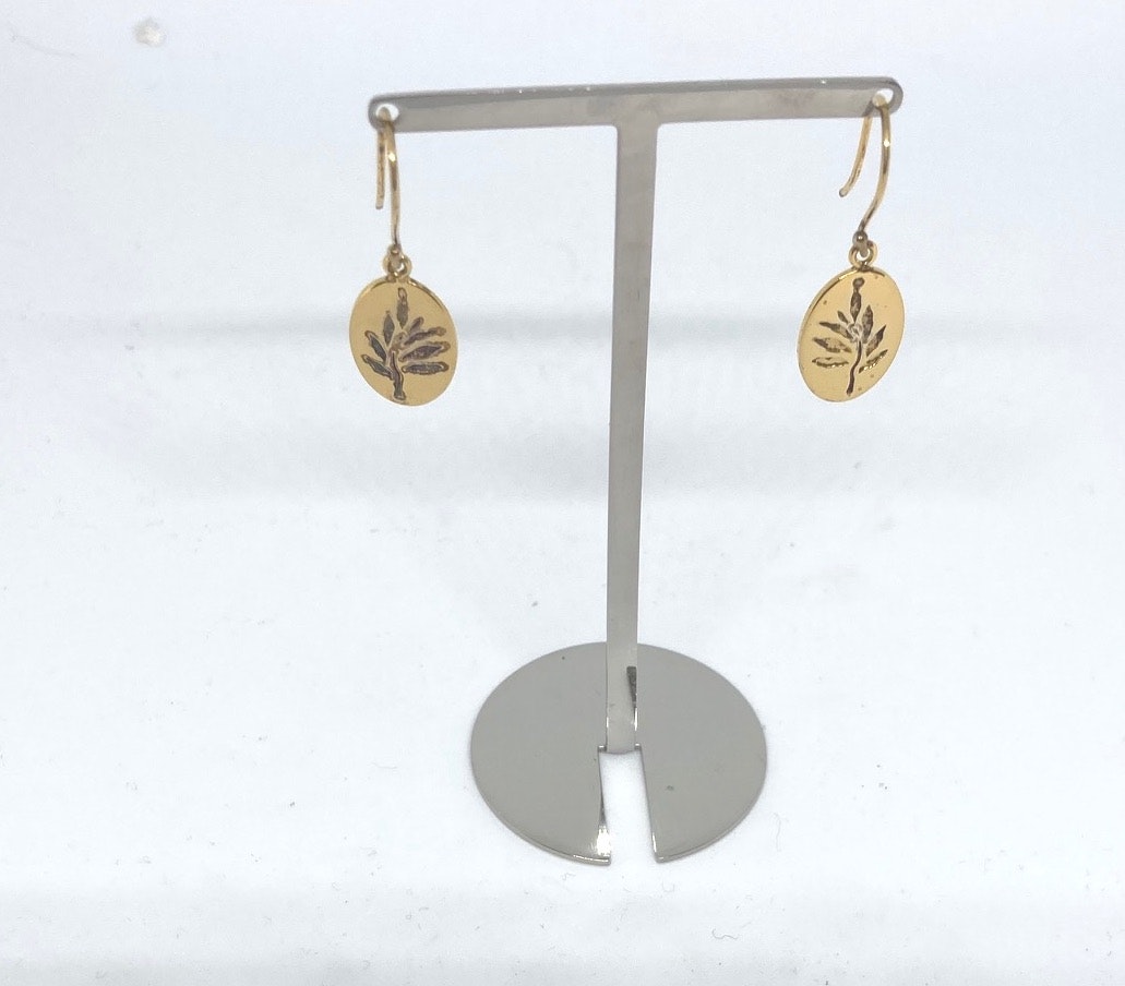 Julie Sandleu hängande guldförgylda silver örhänge  med motiv av livets träd
