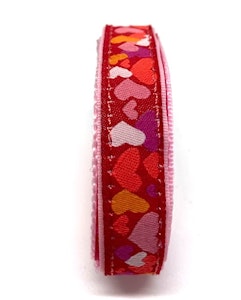 Klockarmband - med rosa/röda hjärtan Kardborreband
