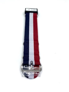 Klockarmband- Blå vit och rödrandigt  Natoband