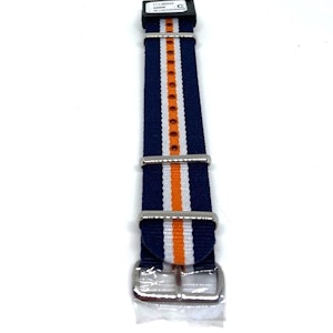 Klockarmband blå-vit-orangefärgat  Natoband/textilband