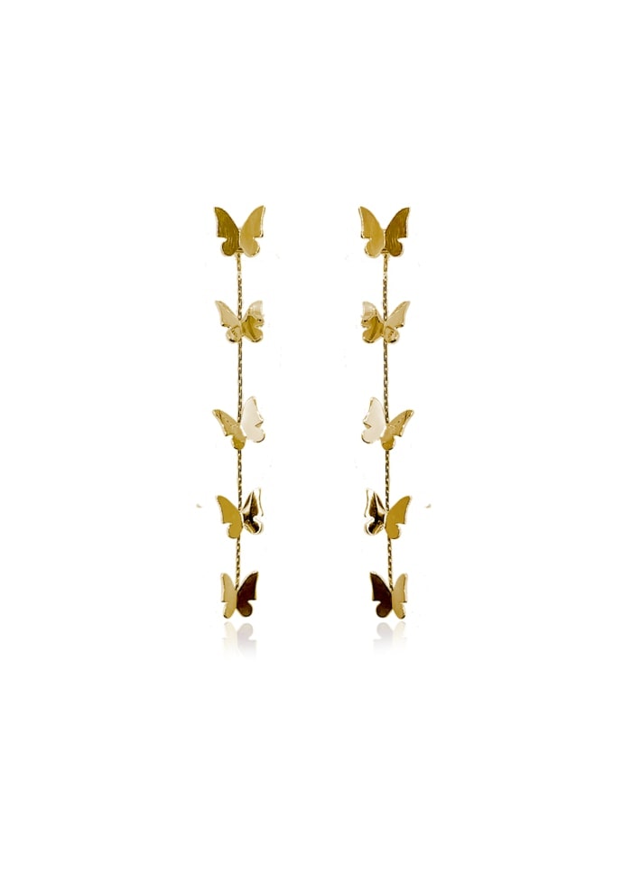 Ioaku Butterfly Metal hanging earings guld